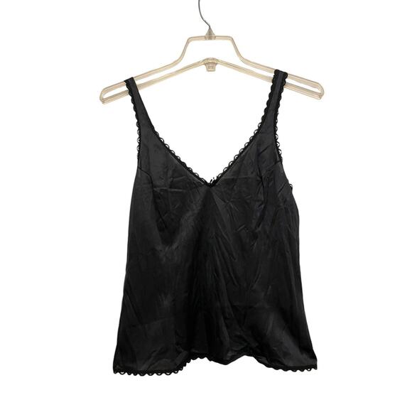 Vintage Warner's Slip Set Top‎ Full Skirt Size Small/Medium Black Satin 1980s - Picture 2 of 13